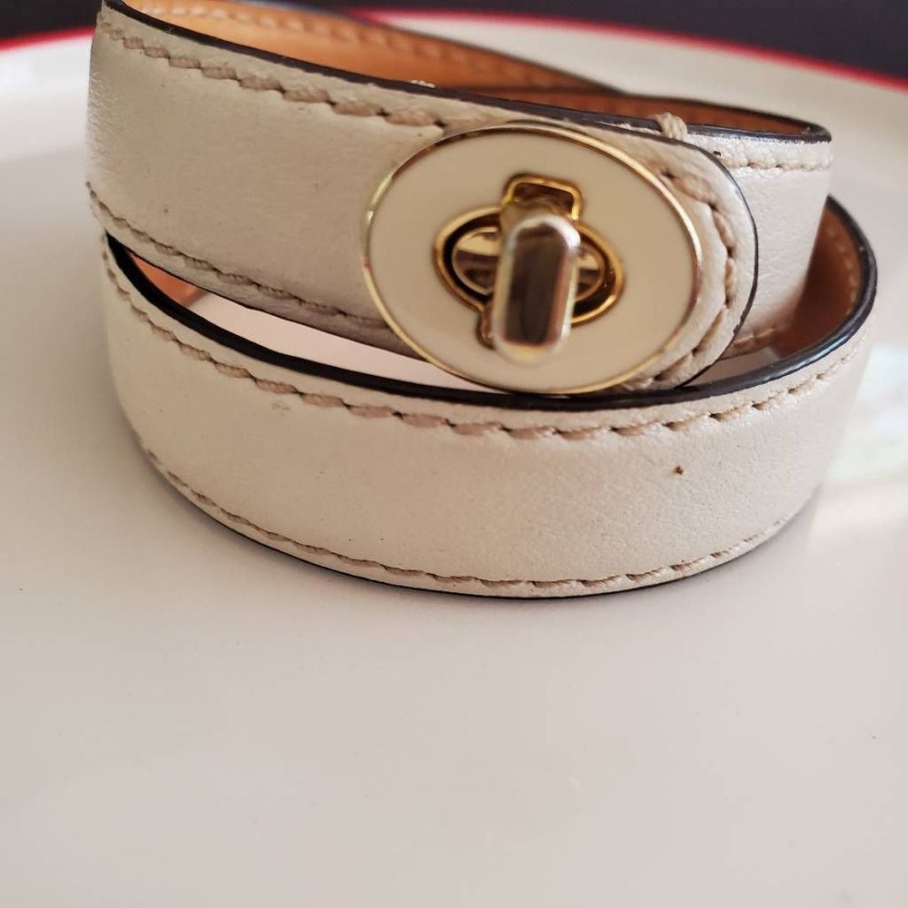 Coach Double Wrap Leather Bracelet with Turnlock